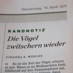 Die Vögel zwitschern wieder!